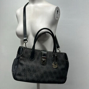 Dooney & Bourke Signature Jacquard Canvas Satchel Bag Crossbody Shoulder Strap